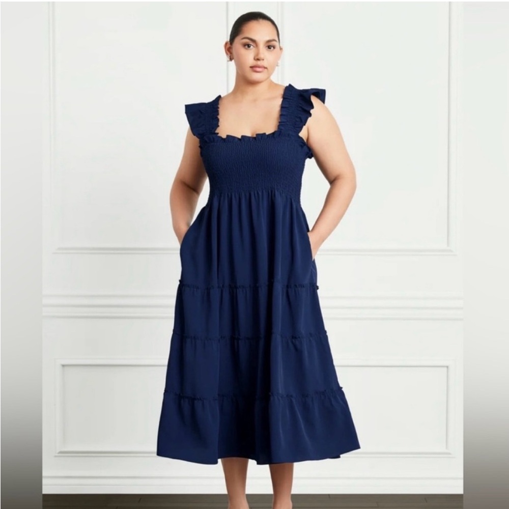 Hill House Home Ellie Nap MIDI Dress in Navy - Picture 2 of 14